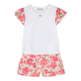 Twinset Complete 2-teiliges T-Shirt-Bermuda zweifarbig weiß/rosa für Baby-Mädchen