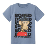Name.It T-Shirt Rundhals Einfarbig mit Kontrastdruck Blau Für Jungen
