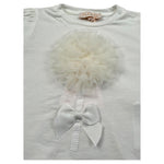 Please T-Shirt Girocollo Tinta Unita con Tulle per Neonata MB33030G73 BIANCO PLEASE 