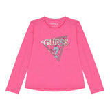 GUESS shirt girocollo tinta unita con stampa Rosa per Neonata K4YI11K6YW4 ROSA GUESS 
