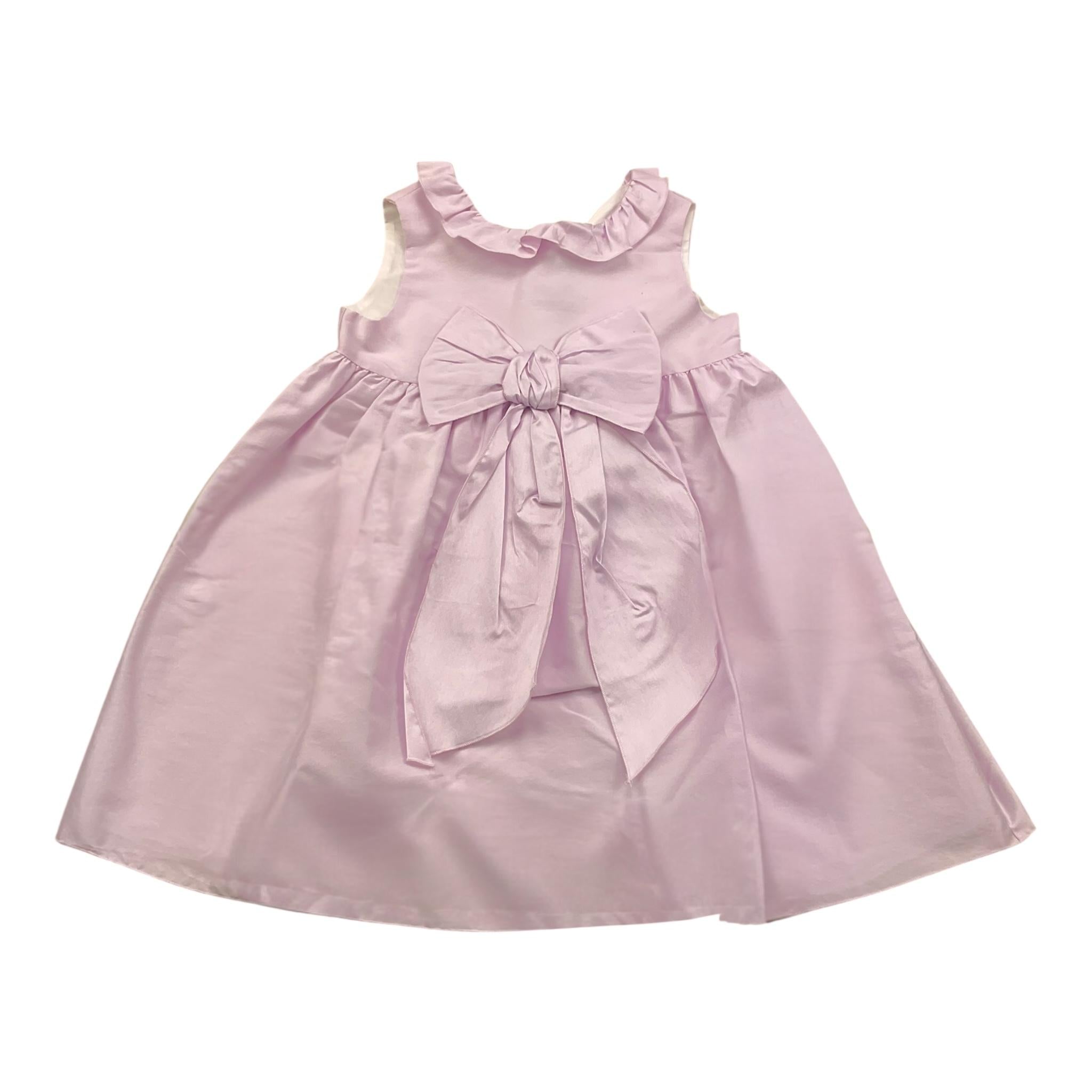 Little Bear Abito Giromanica Tinta Unita con Fiocco per Bambina 8200 GLICINE LITTLE BEAR 