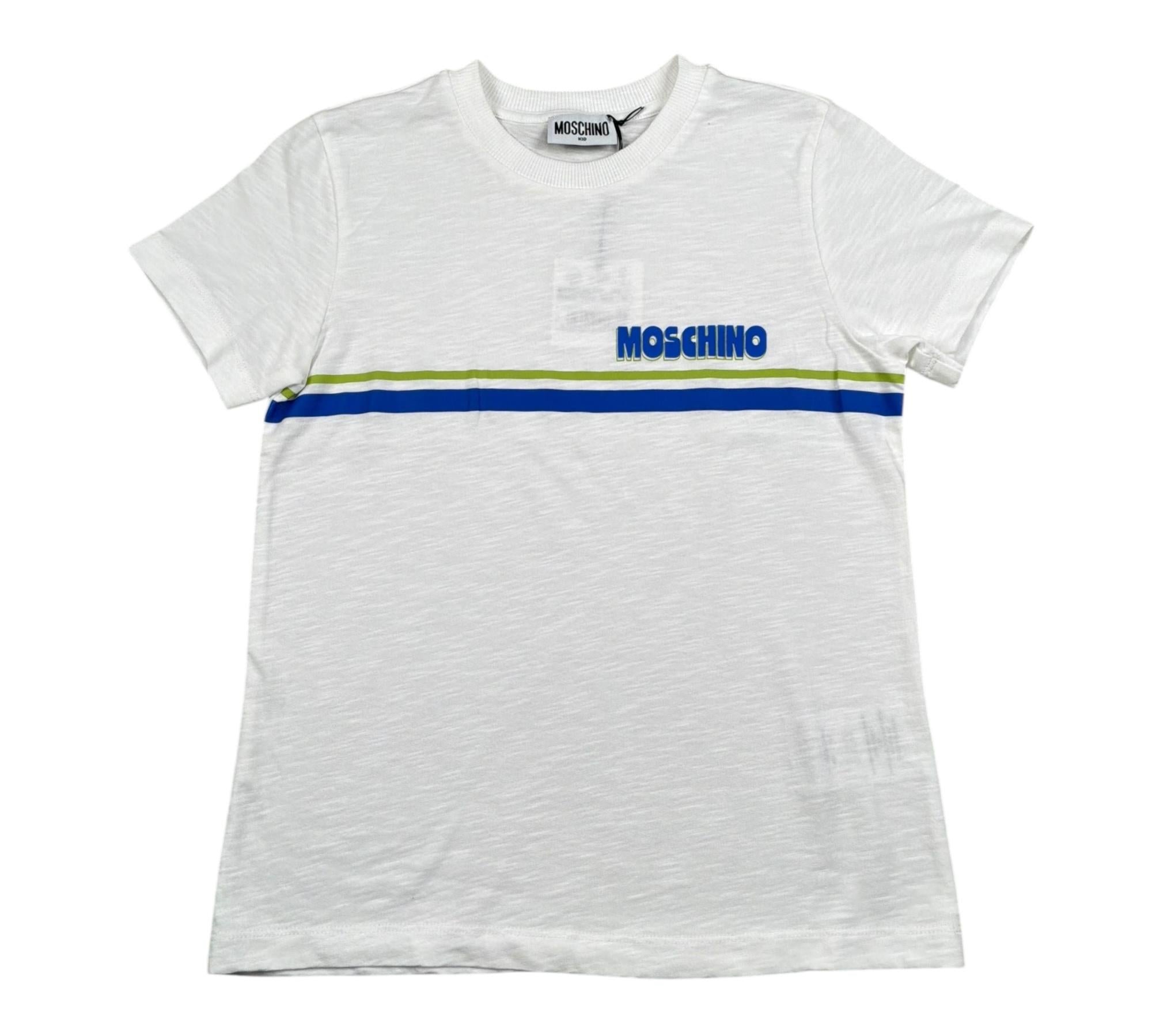 Moschino T-Shirt Girocollo Tinta Unita con Logo per Bambino HVM059 BIANCO MOSCHINO 