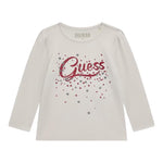 GUESS shirt girocollo tinta unita con stampa Bianco per Neonata A4BI01J1314 BIANCO GUESS 