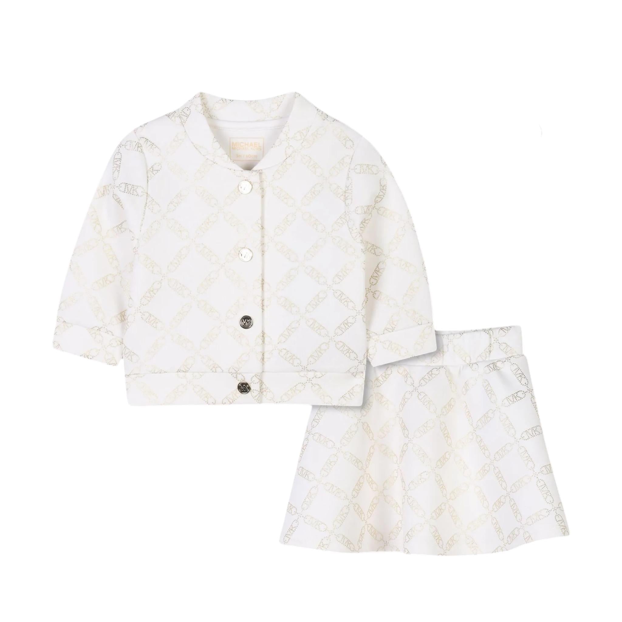 Michael Kors Completo 2 Pezzi Felpa-Gonna tinta unita Panna per Neonata R30306 PANNA MICHAEL KORS 