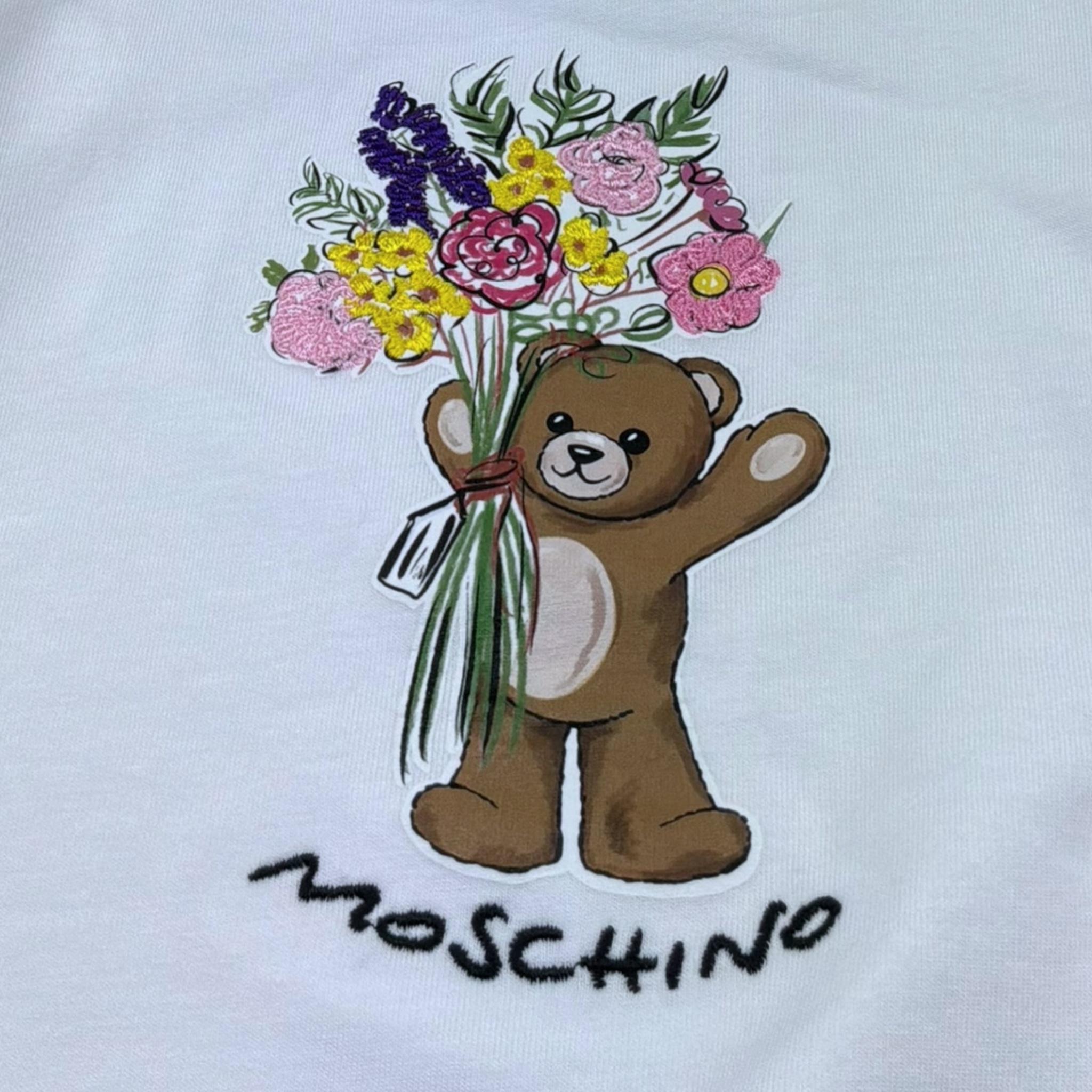 Moschino Felpa Girocollo Tinta Unita con Stampa per Bambina HLF02M BIANCO MOSCHINO 