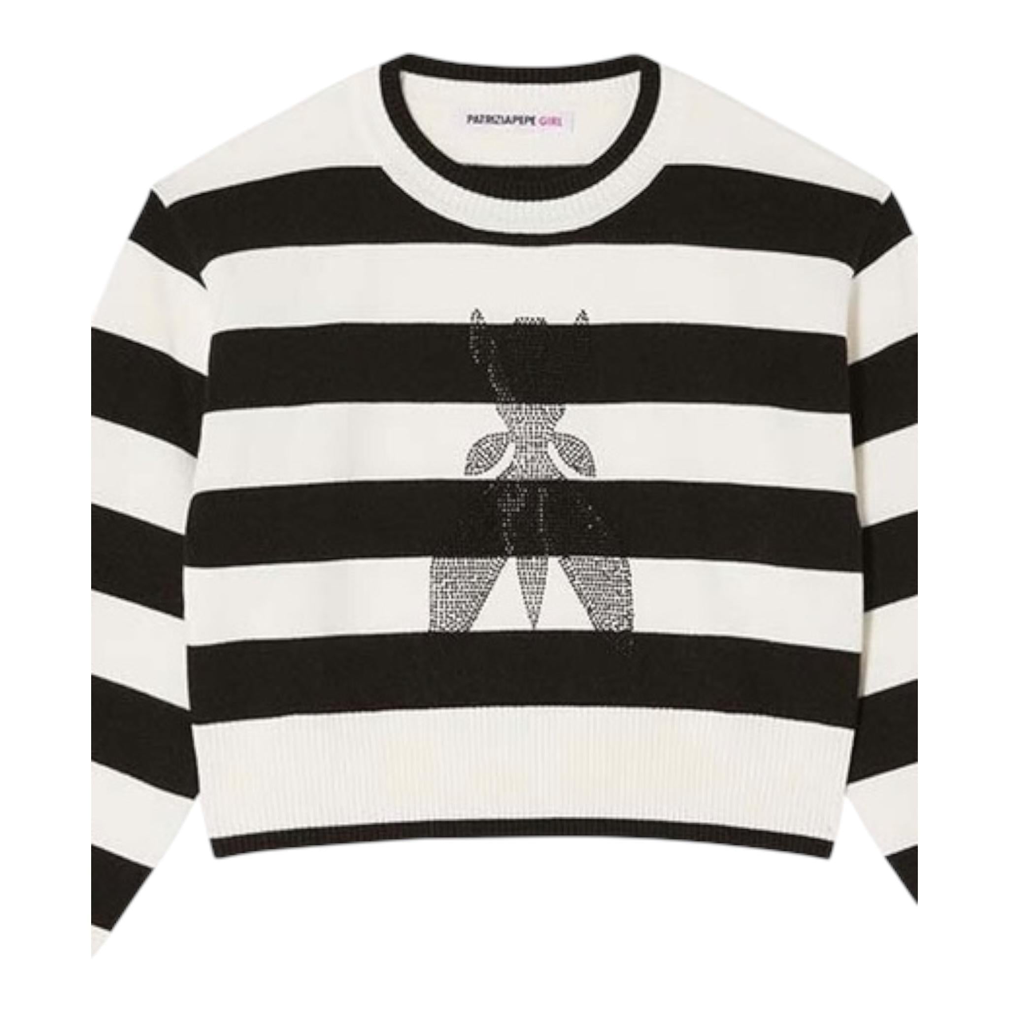 Patrizia Pepe Maglia Bicolore con Fantasia A Righe per Bambina 7K0048 BIANCO/NERO PATRIZIA PEPE 
