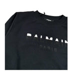 Balmain Felpa Chiusa Girocollo tinta unita con Logo Nero per Bambino BV4Q00 NERO BALMAIN 