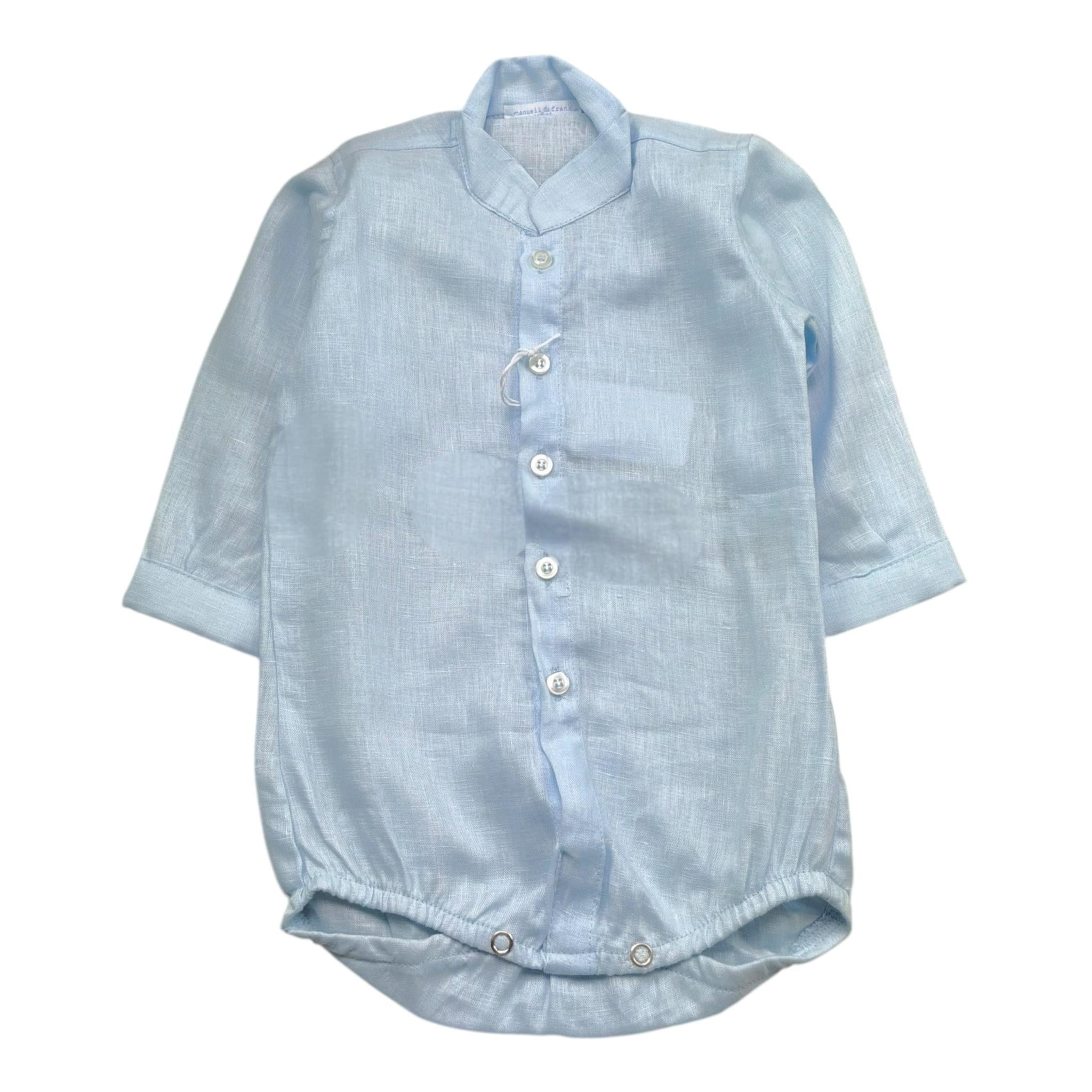 Manuel & Frank Camicia Tinta Unita con Collo Coreano Modello Body per Neonato MF3059I AZZURRO MANUEL & FRANK 