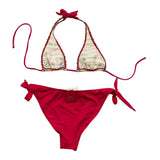 Sundek Bikini-Set, einfarbig, mit Dreiecksmuster, pinkfarbener Slip für Mädchen