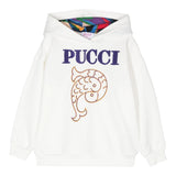 EMILIO PUCCI felpa chiusa con cappuccio tinta unita con ricami Bianco per Bambina PV4A50 BIANCO EMILIO PUCCI 