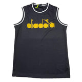 Diadora Einfarbiges Tanktop mit Rundhalsausschnitt und schwarzem Logo-Print für Jungen