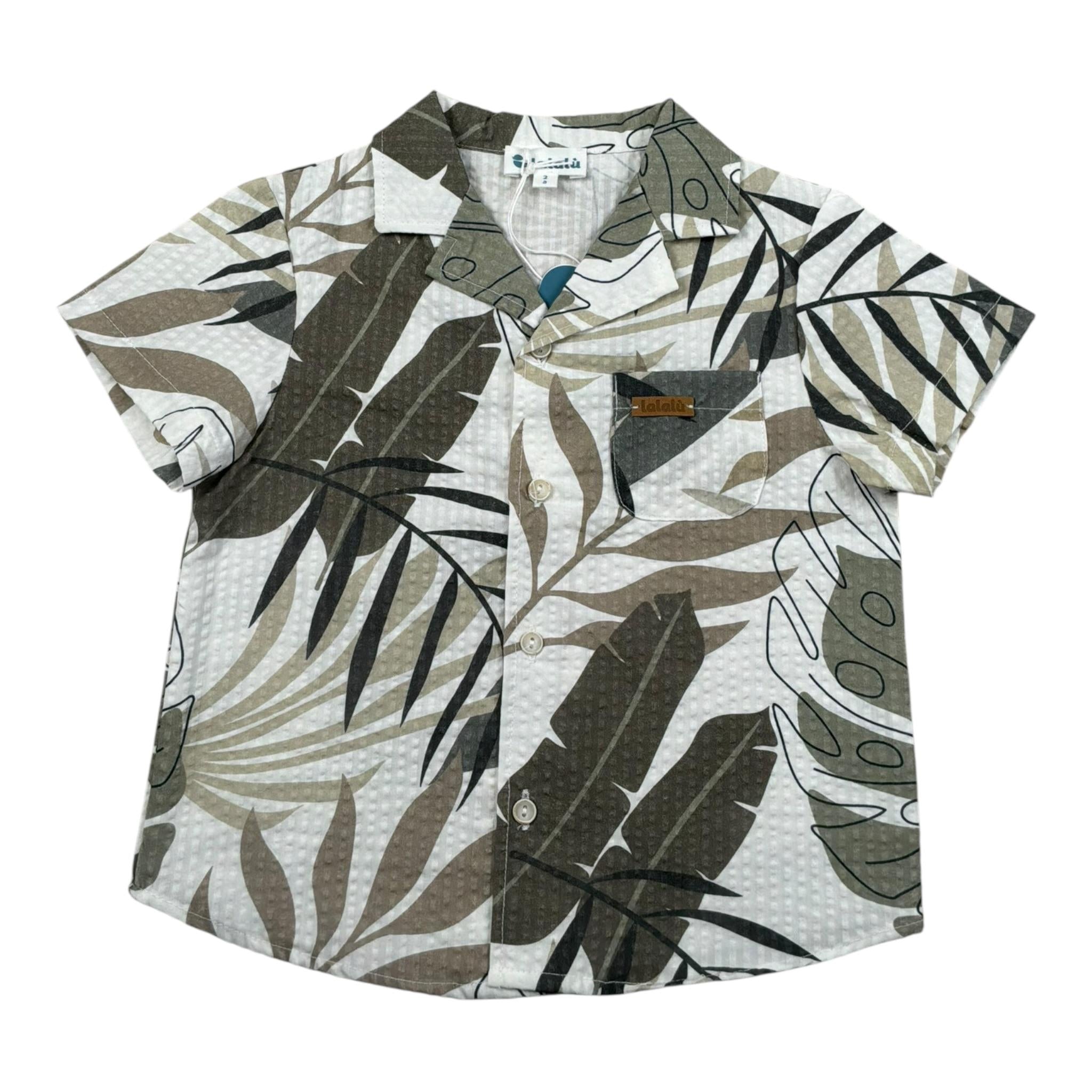 Lalalu' Camicia Tinta Unita Mezza Manica con Fantasia per Bambino CML350PBXJ BIANCO LALALU' 