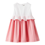 The Owl Zweifarbiges weiß/rosa ärmelloses Kleid für Baby Mädchen