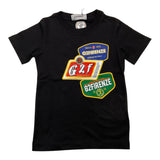 G2Firenze Rundhals-T-Shirt einfarbig mit Kontrastdruck schwarz für Jungen