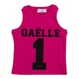 Gaelle Einfarbiges Tanktop mit Rundhalsausschnitt und fuchsiafarbenem Logo-Print für Mädchen