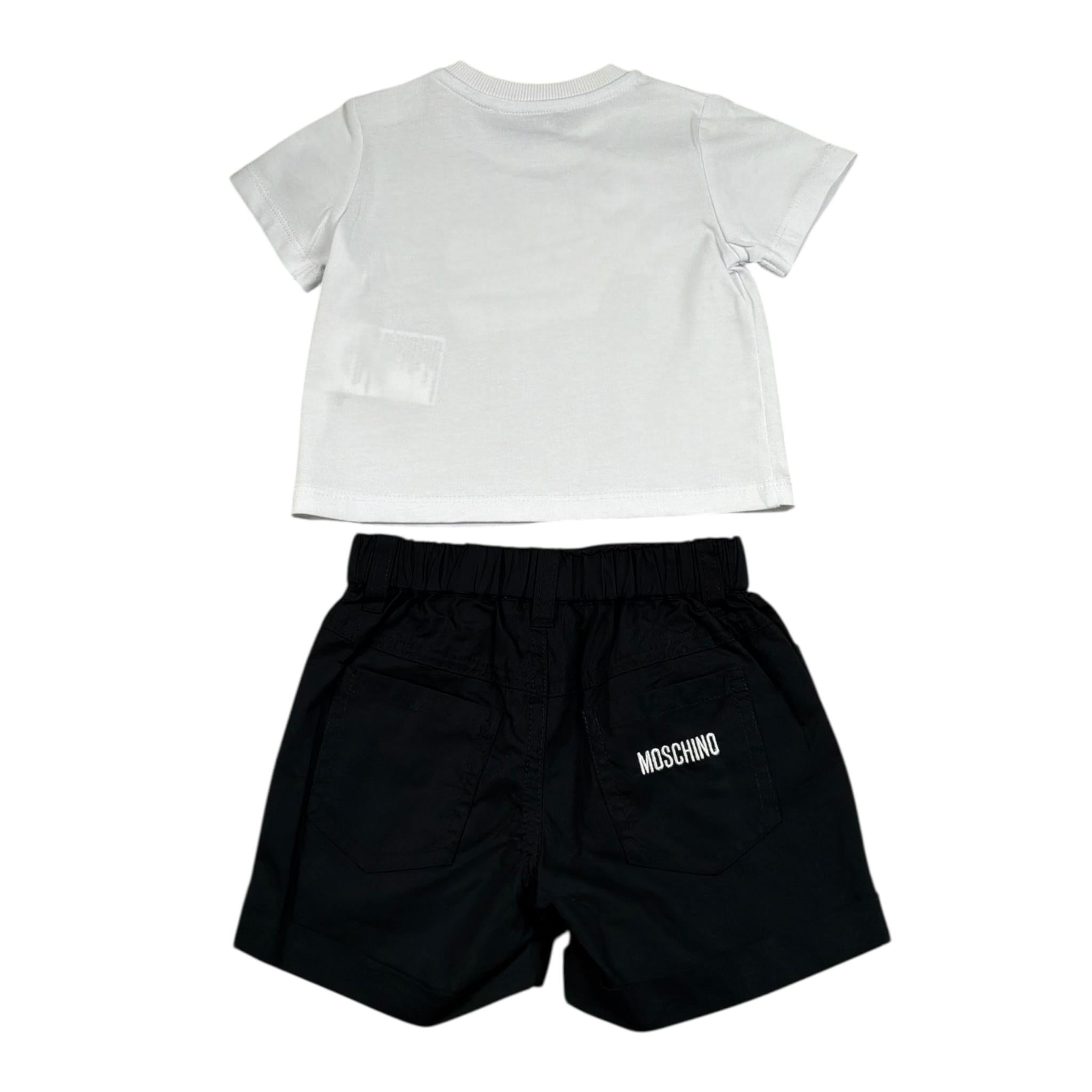 Moschino Completo 2 Pezzi T-Shirt-Bermuda Bicolore per Neonato MOG00A BIANCO/NERO MOSCHINO 