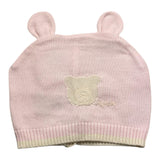 Nanan Einfarbige Mütze mit rosa Bärenstickerei für Babymädchen
