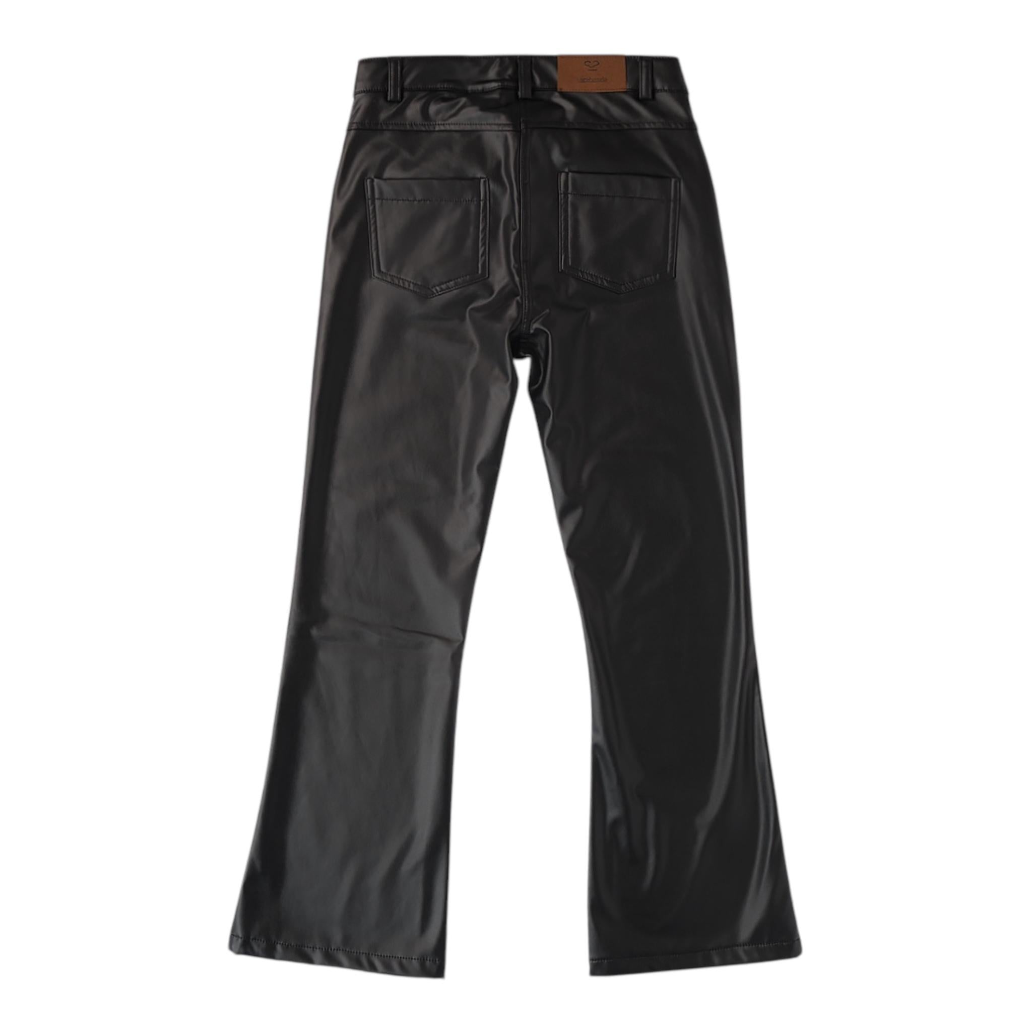 SARABANDA pantalone modello a zampa tinta unita in ecopelle Nero per Bambina A761 NERO SARABANDA 