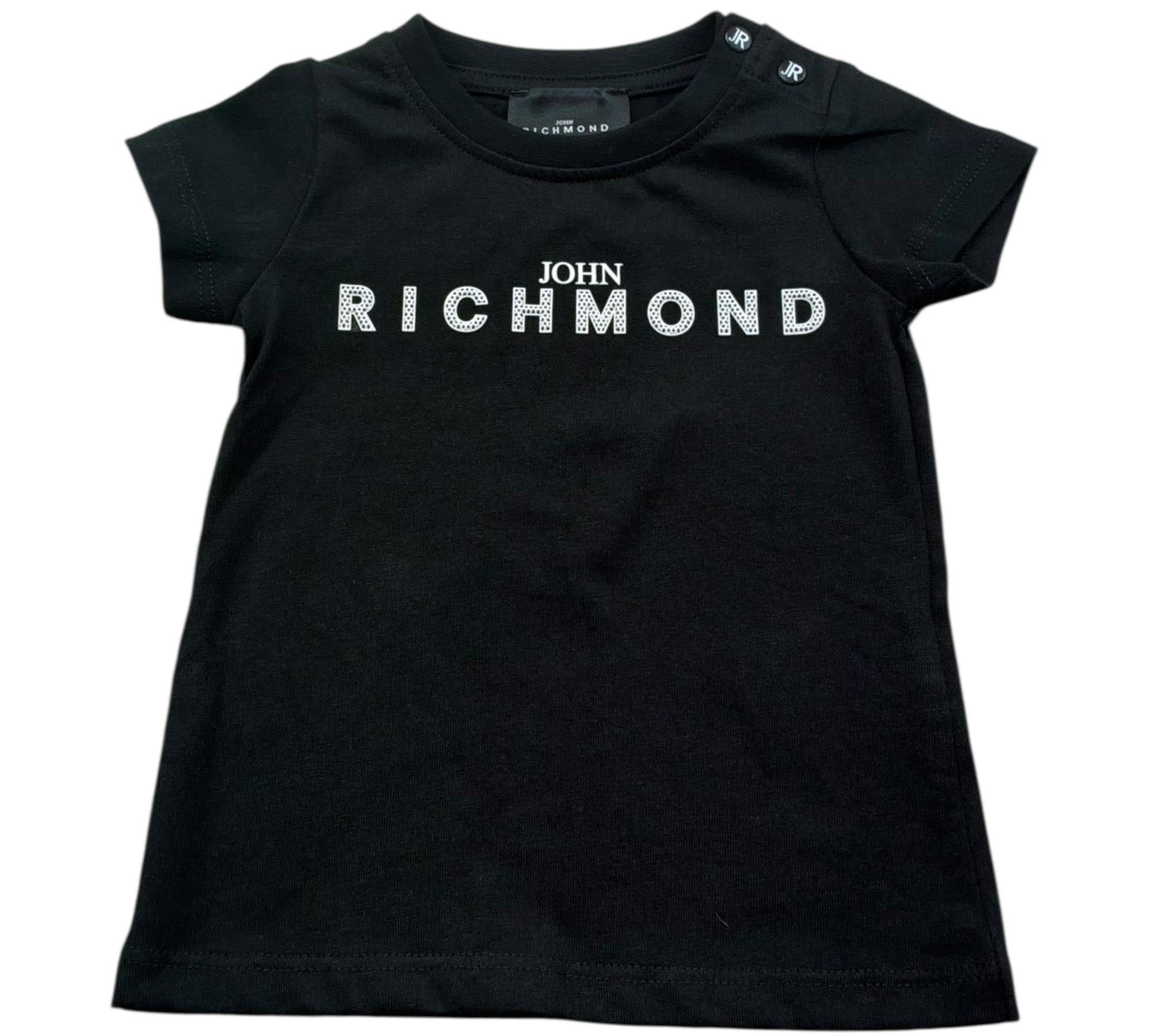 John Richmond T-Shirt Girocollo Tinta Unita con Stampa Logo per Neonato RIP26035TS NERO JOHN RICHMOND 