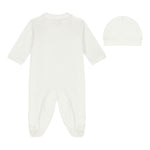 Monnalisa Set Tutina-Cappello Tinta Unita con Stampa per Neonata 35D502 PANNA MONNALISA 