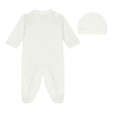 Monnalisa Set Tutina-Cappello Tinta Unita con Stampa per Neonata 35D502 PANNA MONNALISA 