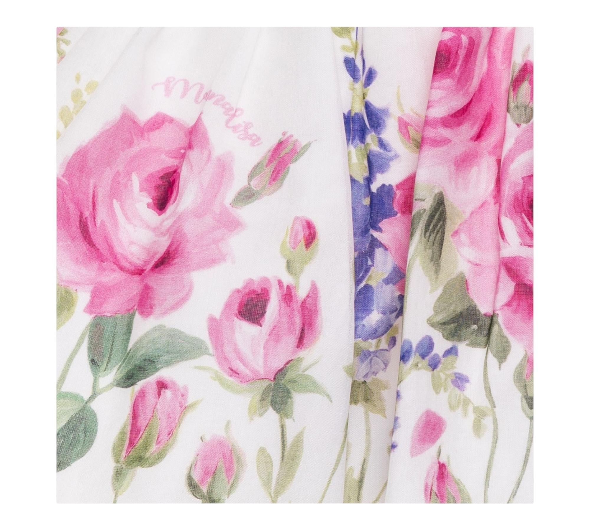 Monnalisa Gonna Tinta Unita Fantasia Floreale per Bambina GNMN BIANCO MONNALISA 