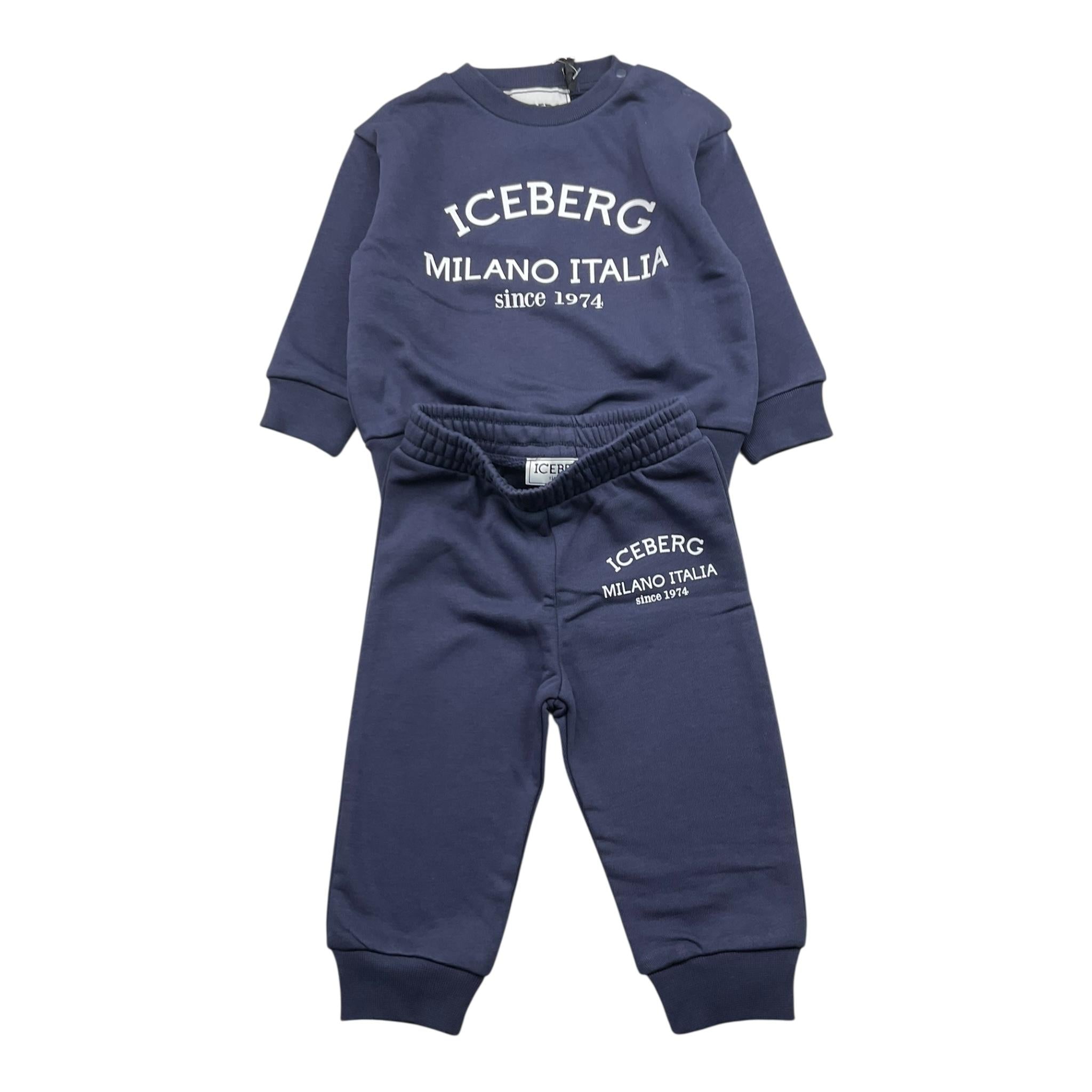 ICEBERG completo 2pz tinta unita felpa-pantalone Blu per Neonato COMICE5300BX BLU ICEBERG 