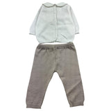 Baby Lord 2-teiliges Set zweifarbig weiß/beige Hemd-Hose für Neugeborene