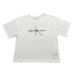 Calvin Klein T-Shirt Girocollo Tinta Unita con Logo per Bambina IG0IG02801X BIANCO CALVIN KLEIN 