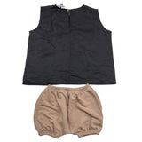 Minimum Komplettes 2-teiliges Tanktop-Höschen Zweifarbig Schwarz/Beige für Baby-Mädchen