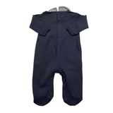 Lalalu‘ Einfarbiger Onesie mit blau gestreiftem Kragenmuster für Neugeborene