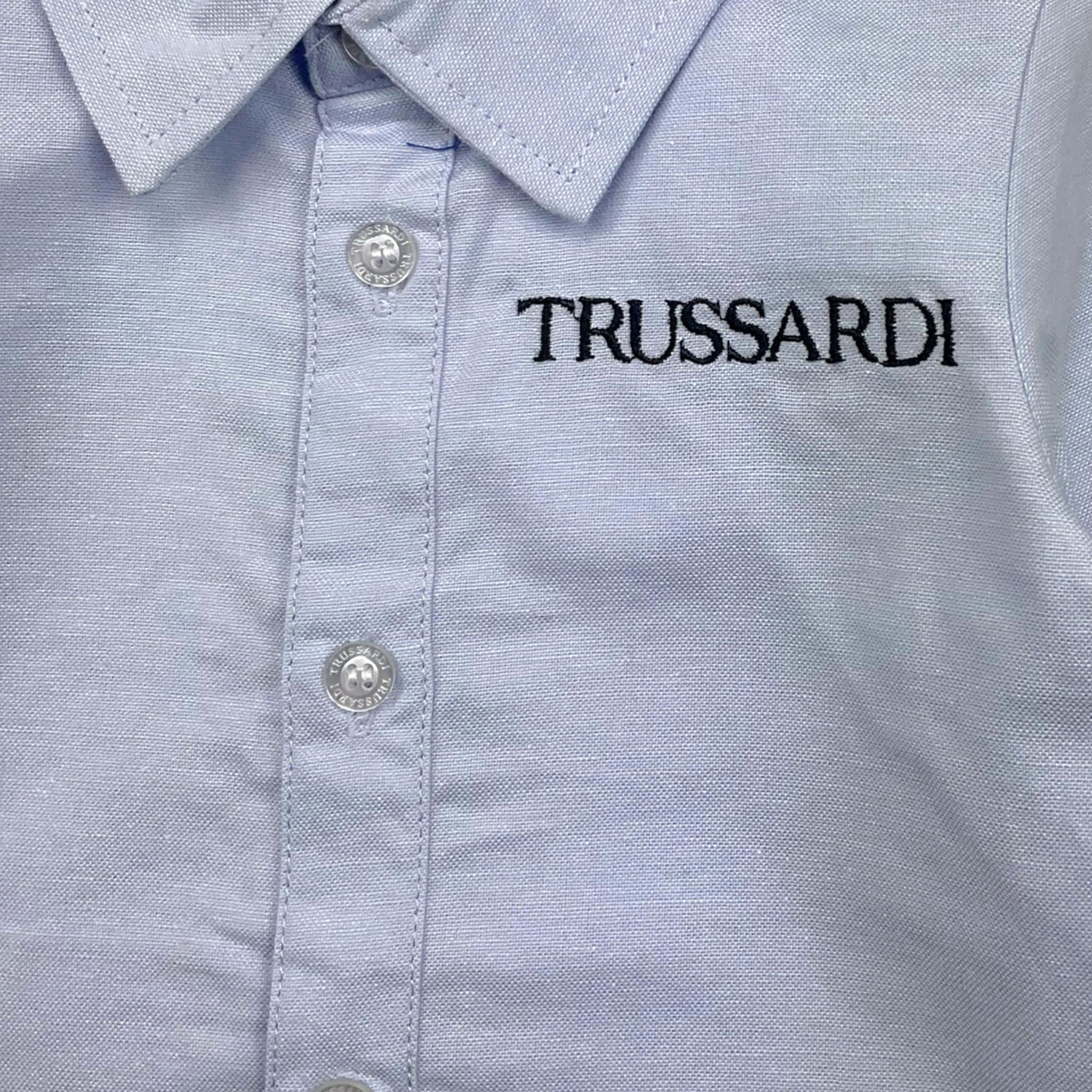 TRUSSARDI camicia manica lunga tinta unita con stampa Azzurro per Neonato TIA24066CAX AZZURRO TRUSSARDI 