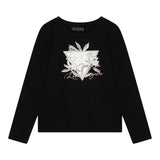 GUESS shirt girocollo tinta unita con stampa Nero per Bambina J4BI26J1314 NERO GUESS 