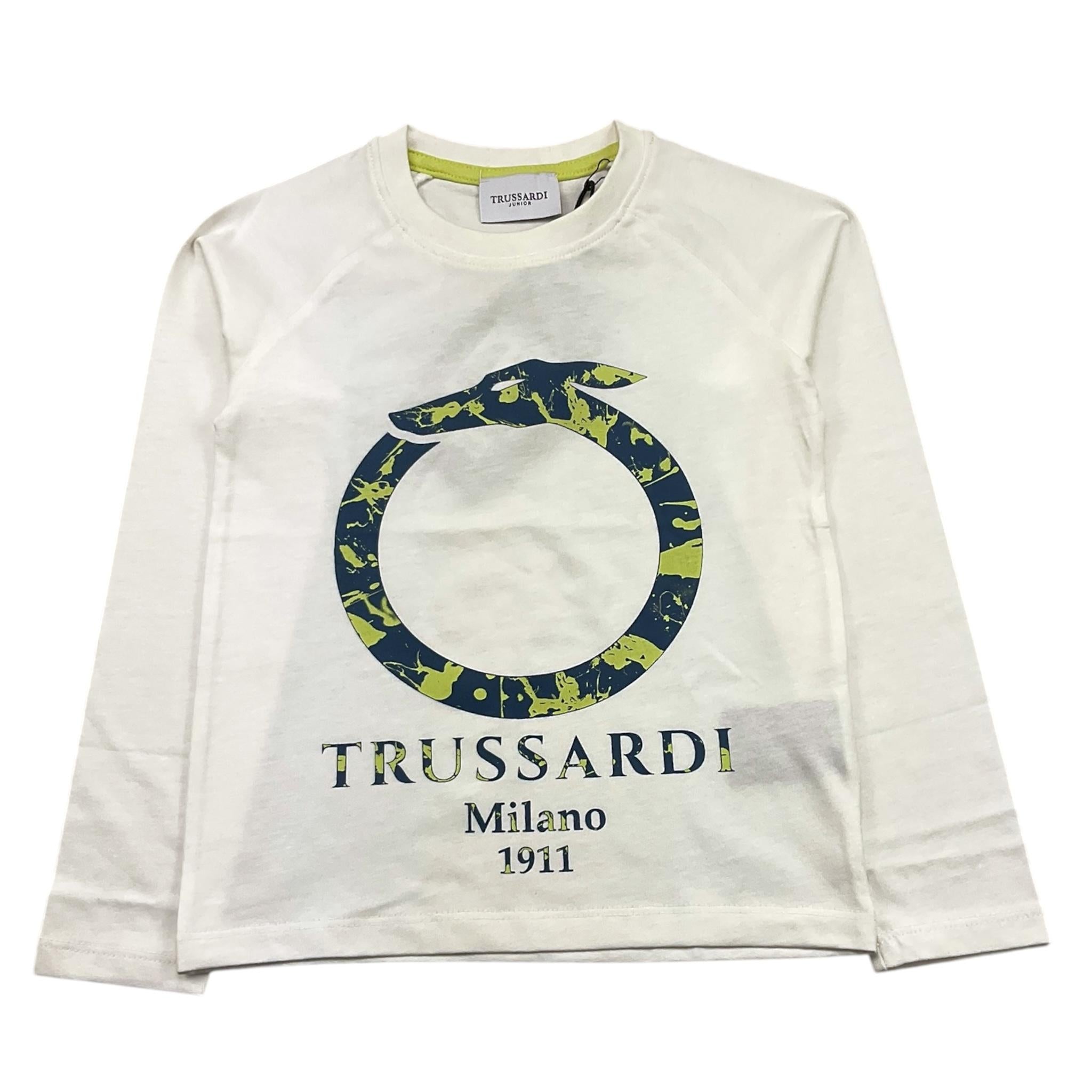 TRUSSARDI shirt girocollo tinta unita con stampa in contrasto Bianco per Neonato TIA24027TSN BIANCO TRUSSARDI 