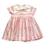 Le Bebe' Weiß/Rosa gestreiftes Kleid mit halblangen Ärmeln für Baby-Mädchen