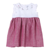 The Owl Zweifarbiges weiß/rotes ärmelloses Kleid für Baby Mädchen