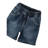 Minibanda Bermuda In Denim Tinta Unita con Elastico In Vita per Neonato 0B1530 BLU MINIBANDA 