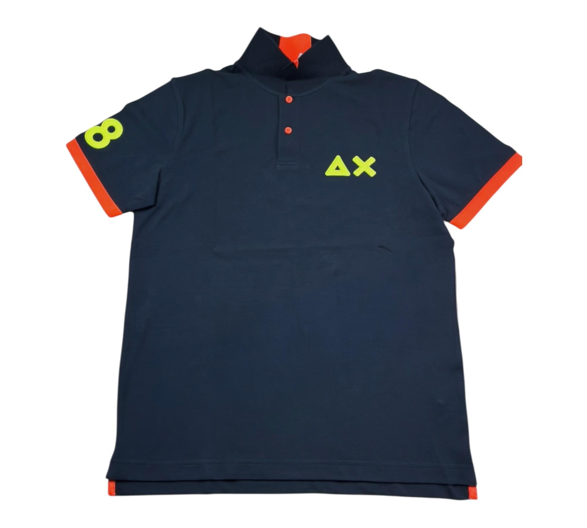 Sun68 Polo Mezza Manica Tinta Unita con Logo per Bambino POLS BLU SUN68 