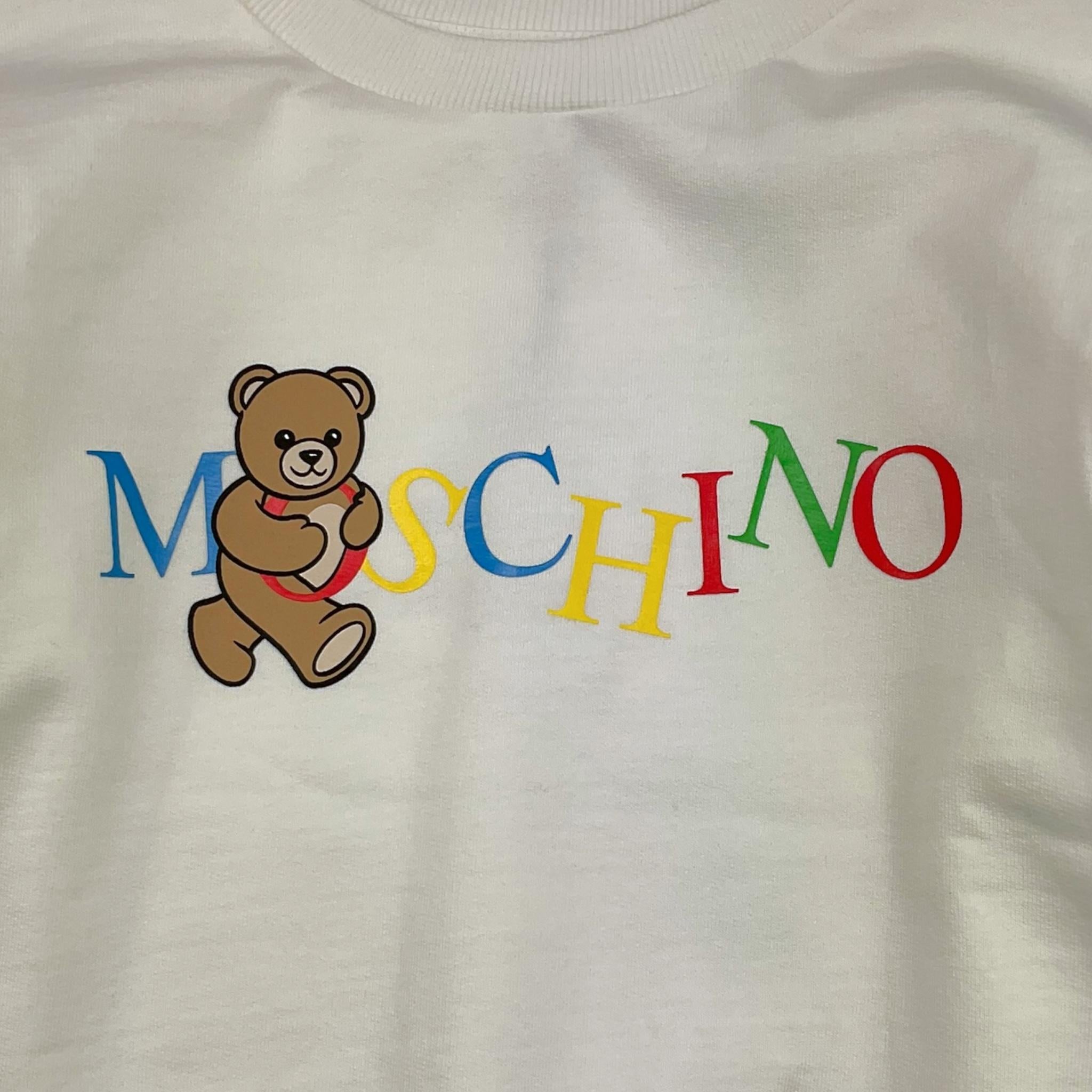 MOSCHINO felpa girocollo tinta unita con stampa Bianco per Bambina HDF06D BIANCO MOSCHINO 