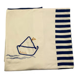 Lalalu' Zweifarbige Decken Boot Stickerei Creme/Blau für Neugeborene