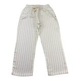 Petit Indi Pantalone Tinta Unita con Fantasia A Righe per Bambino SS25BK8225 BIANCO PETIT INDI 