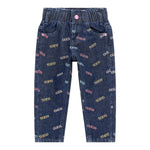 GUESS jeans tinta unita con elastico in vita e ricami loghi Blu per Bambina K4YA05D45E0X BLU GUESS 