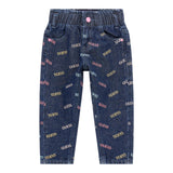 GUESS jeans tinta unita con elastico in vita e ricami loghi Blu per Bambina K4YA05D45E0X BLU GUESS 