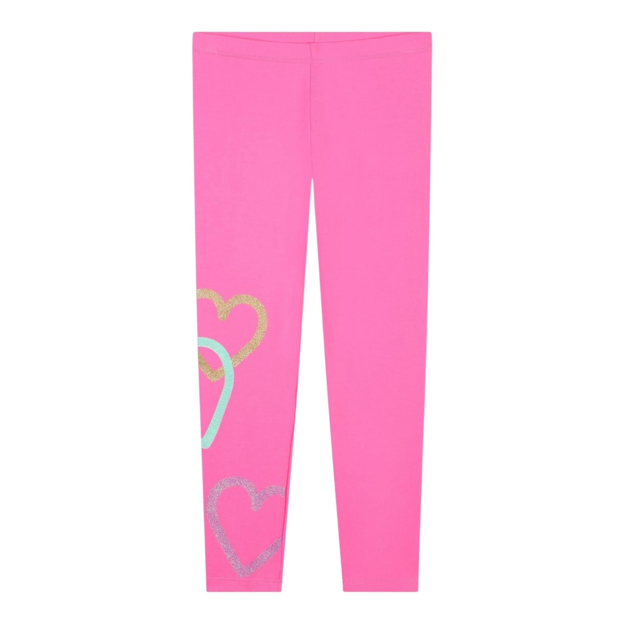 BillIEBLUSH leggins tinta unita con stampe cuori Rosa fluo per Bambina U20443X ROSA FLUO BillIEBLUSH 