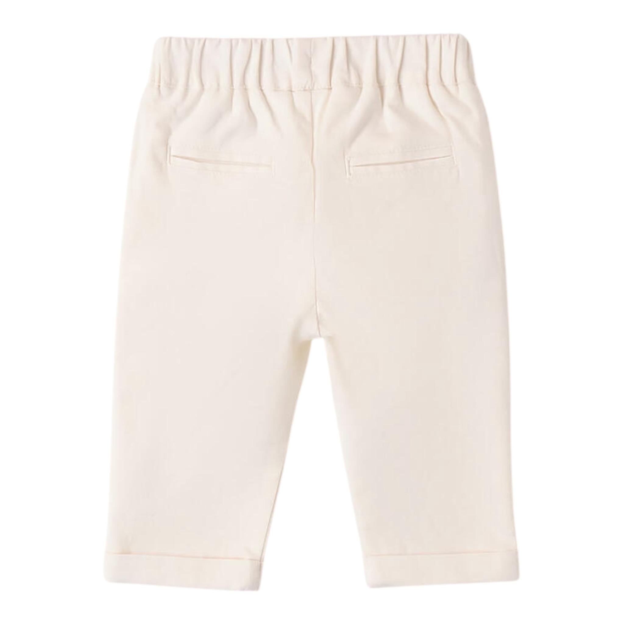 Mini Banda Pantalone Tinta Unita con Elastico In Vita per Neonato 38666 PANNA MINI BANDA 