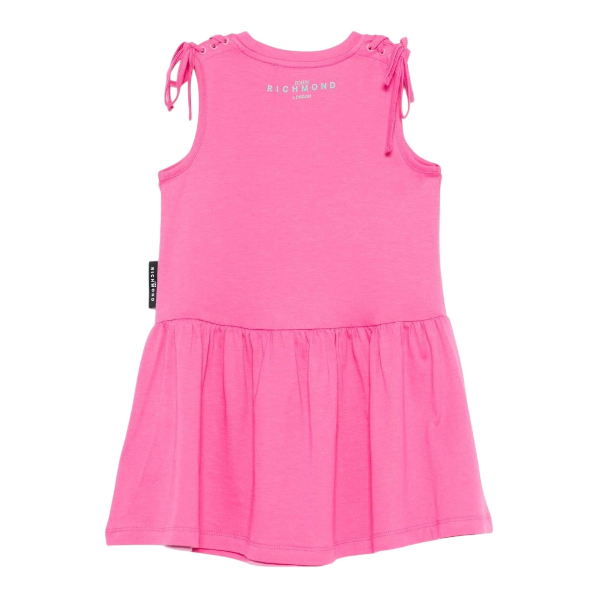 John Richmond Abito Tinta Unita con Logo Girocollo per Bambina RGP25008VEX FUXIA JOHN RICHMOND 