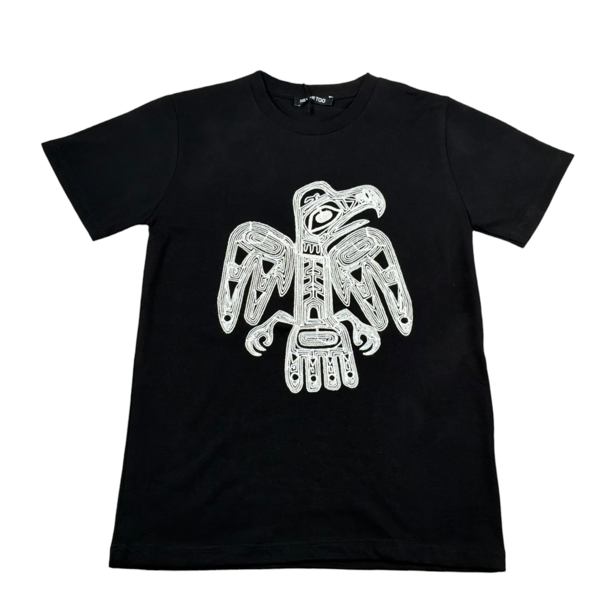 Never Too T-Shirt tinta unita con Stampa Nero per Bambino NT2336R NERO NEVER TOO 