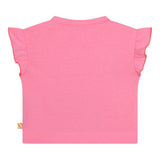 Billieblush – Einfarbiges T-Shirt mit Rundhalsausschnitt, Glitzer und rosa Aufdruck für Baby-Mädchen