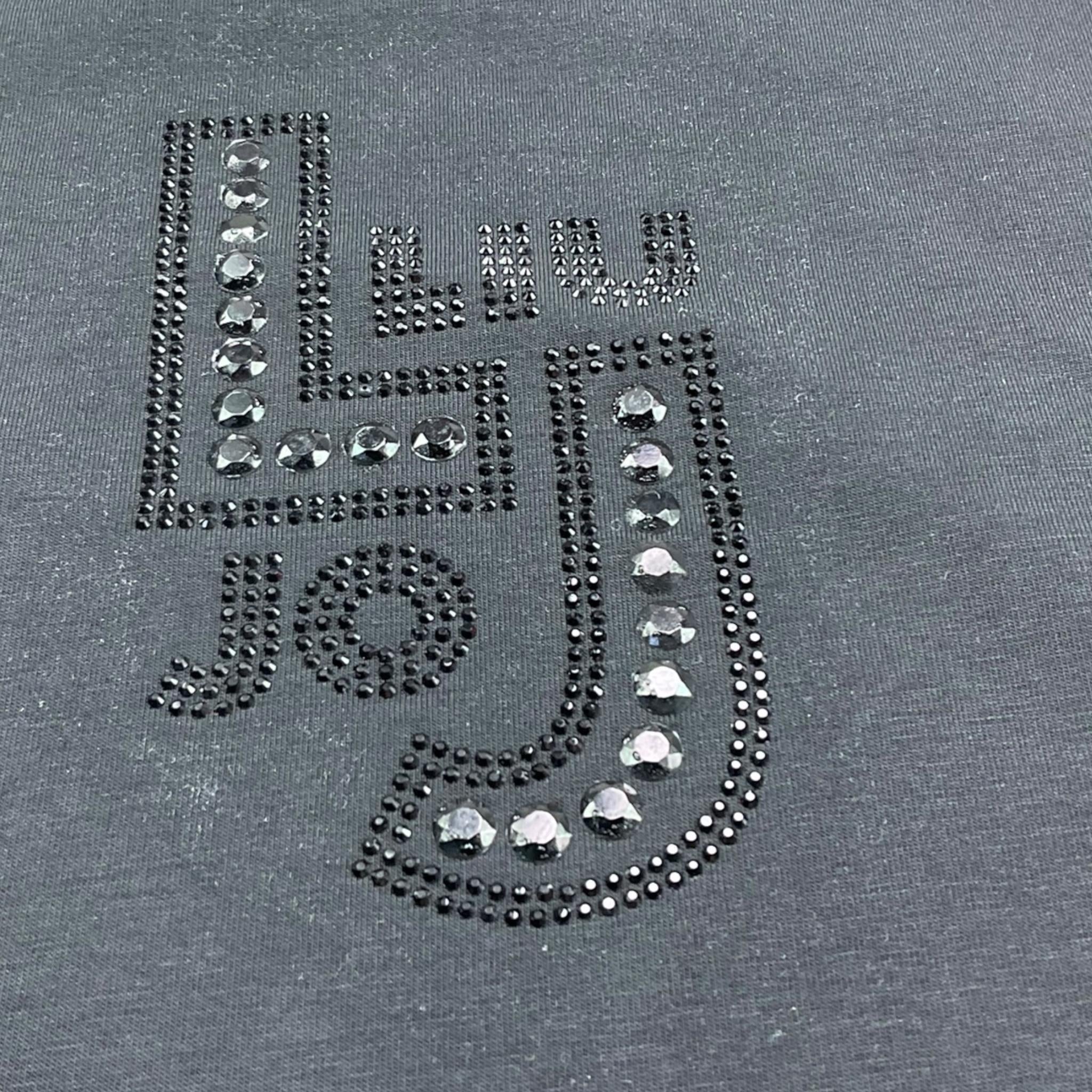 Liu Jo T-Shirt Girocollo Tinta Unita con Brillantini per Bambina GA5119 NERO LIU JO 