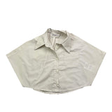 Meimeij Einfarbiges Halbarm-Shirt mit Tasche Creme für Mädchen
